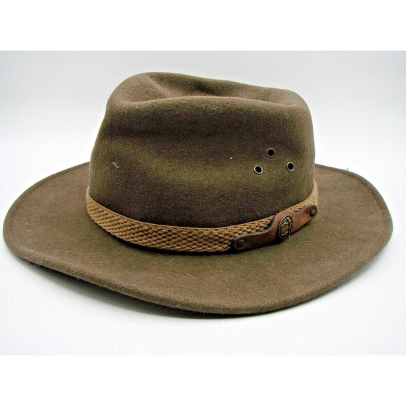 Dorfman Pacific Wool Felt Hat Brown Indiana Jones Fedora XL Cowboy Western USA